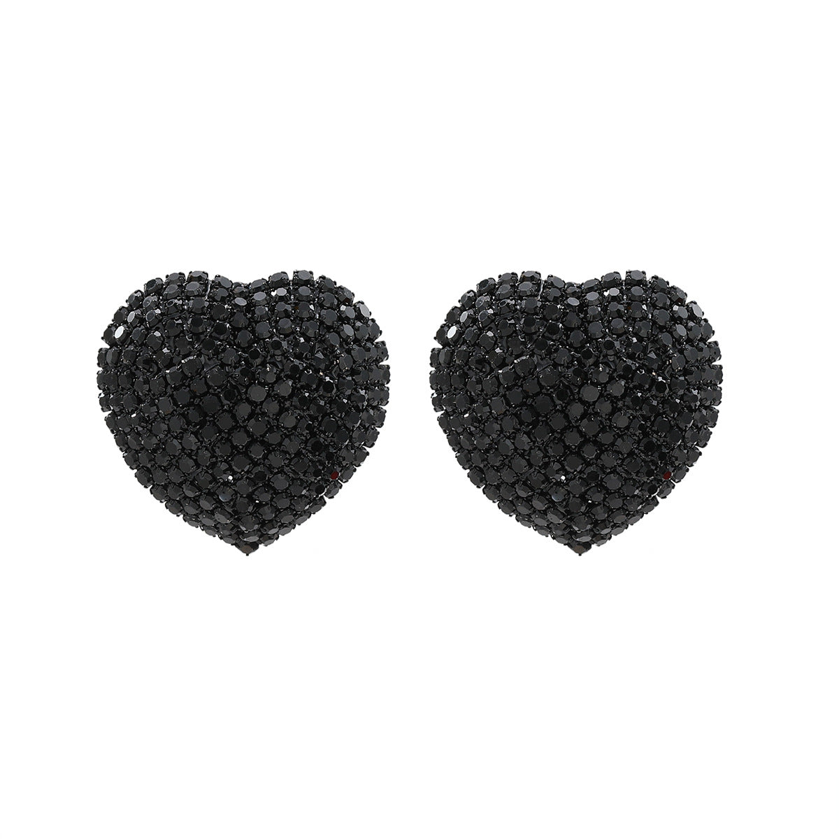 Heart Red Black Gold Silver Rhinestone Crystal Stud Earring Women Bulk