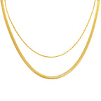 Bulk Layered Flat Chain Gold Anti Tarnish Stainless Steel Necklace