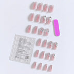 Sparkle White CZ Baby Pink Finger Nail Pack Of 10+Extra 14 Bulk