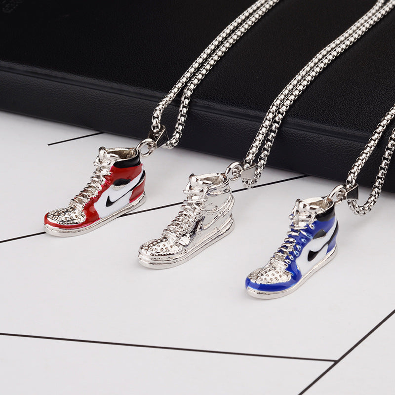 Basketball Shoe Silver Blue Red Stainless Steel Pendant Chain Bulk