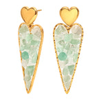 Long Heart 18K Gold CZ Stainless Steel Dangler Earring Bulk