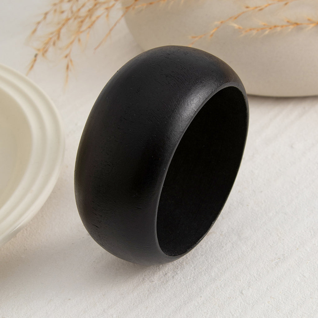 Round Wooden Black Brown Cuff Kada Bracelet For Women Bulk