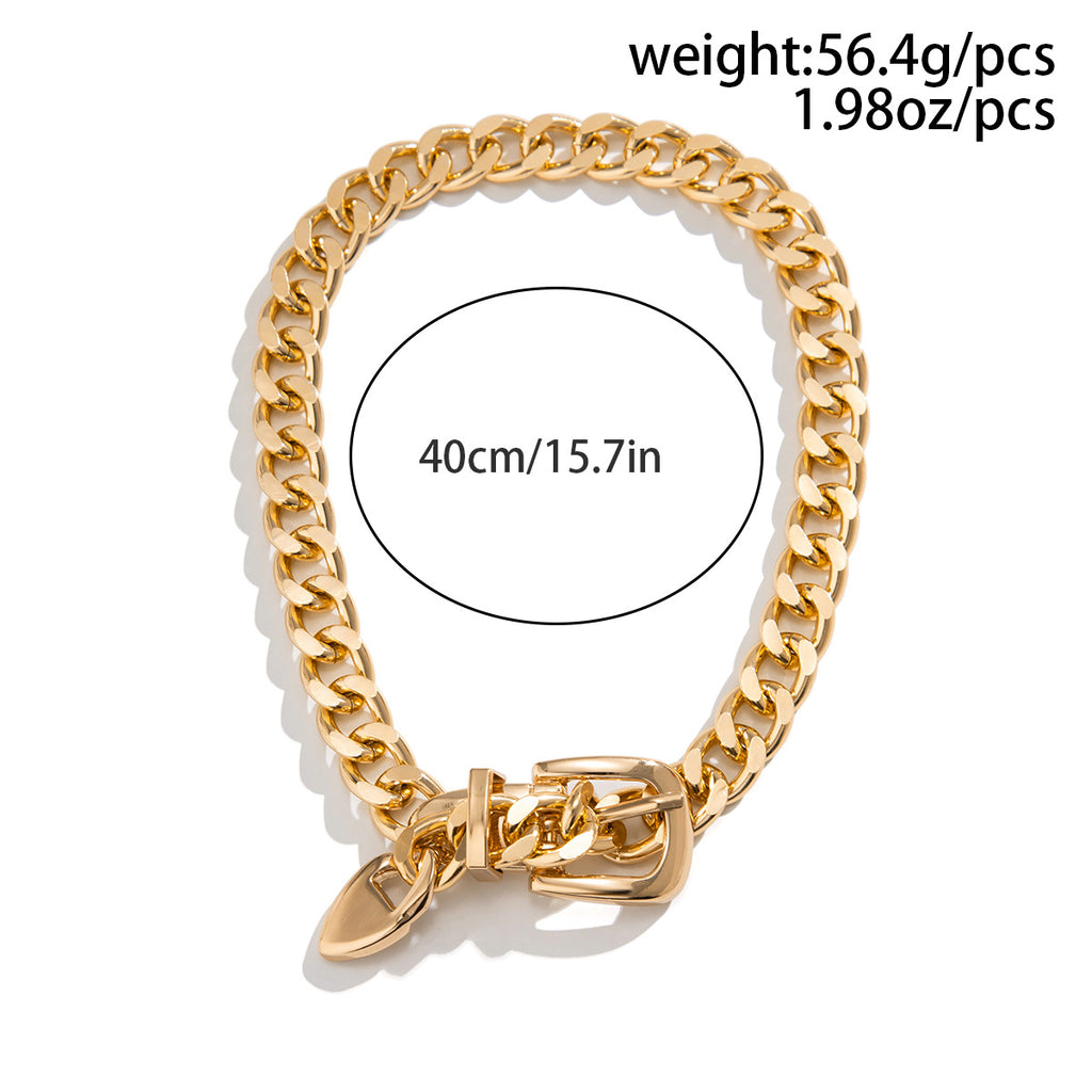 18K Gold Plated Anti Tarnish Curb Neck Belt Choker Necklace Women Bulk