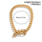 18K Gold Plated Anti Tarnish Curb Neck Belt Choker Necklace Women Bulk