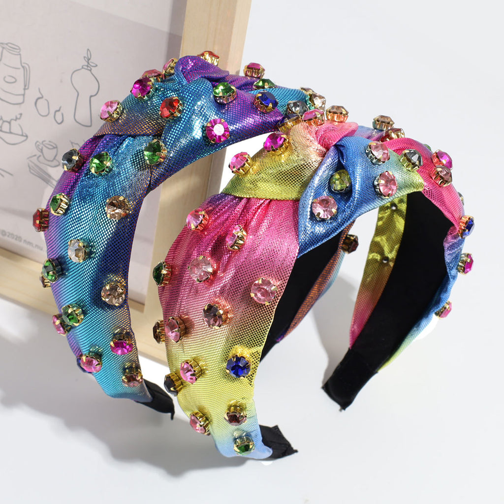 Multi Rhinestone Studded Embellished Polyester Hair Band Hair Accessories for Women
