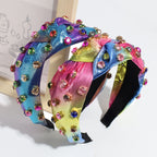 Multi Rhinestone Studded Embellished Polyester Hair Band Hair Accessories for Women