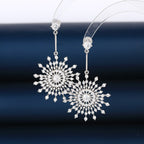 Luxury Snowflake Silver Plated CZ Anti Tarnish Copper Drop Earrings Bulk