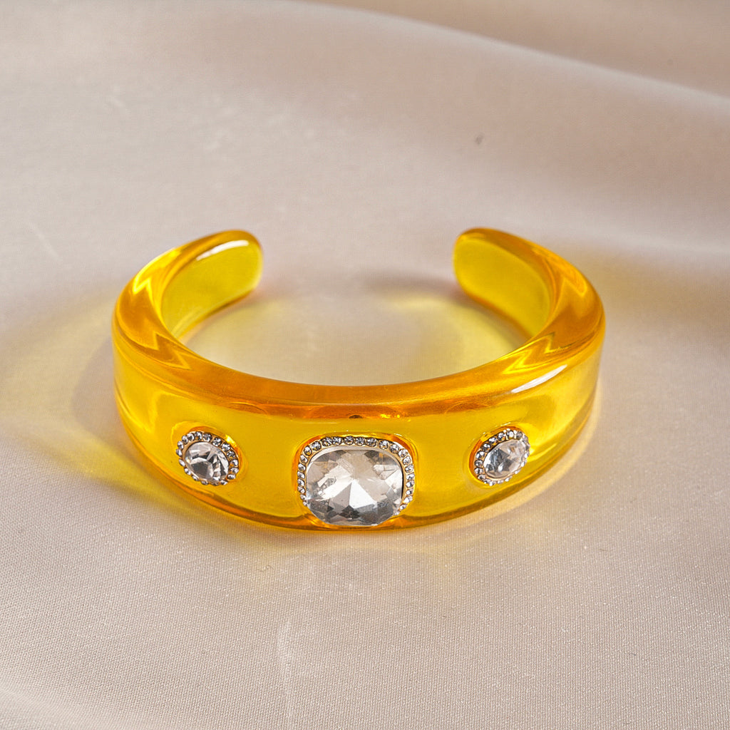 Multi Color Statement Chunky Gold Rhinestone Resin Bangle For Women Bulk