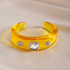 Multi Color Statement Chunky Gold Rhinestone Resin Bangle For Women Bulk