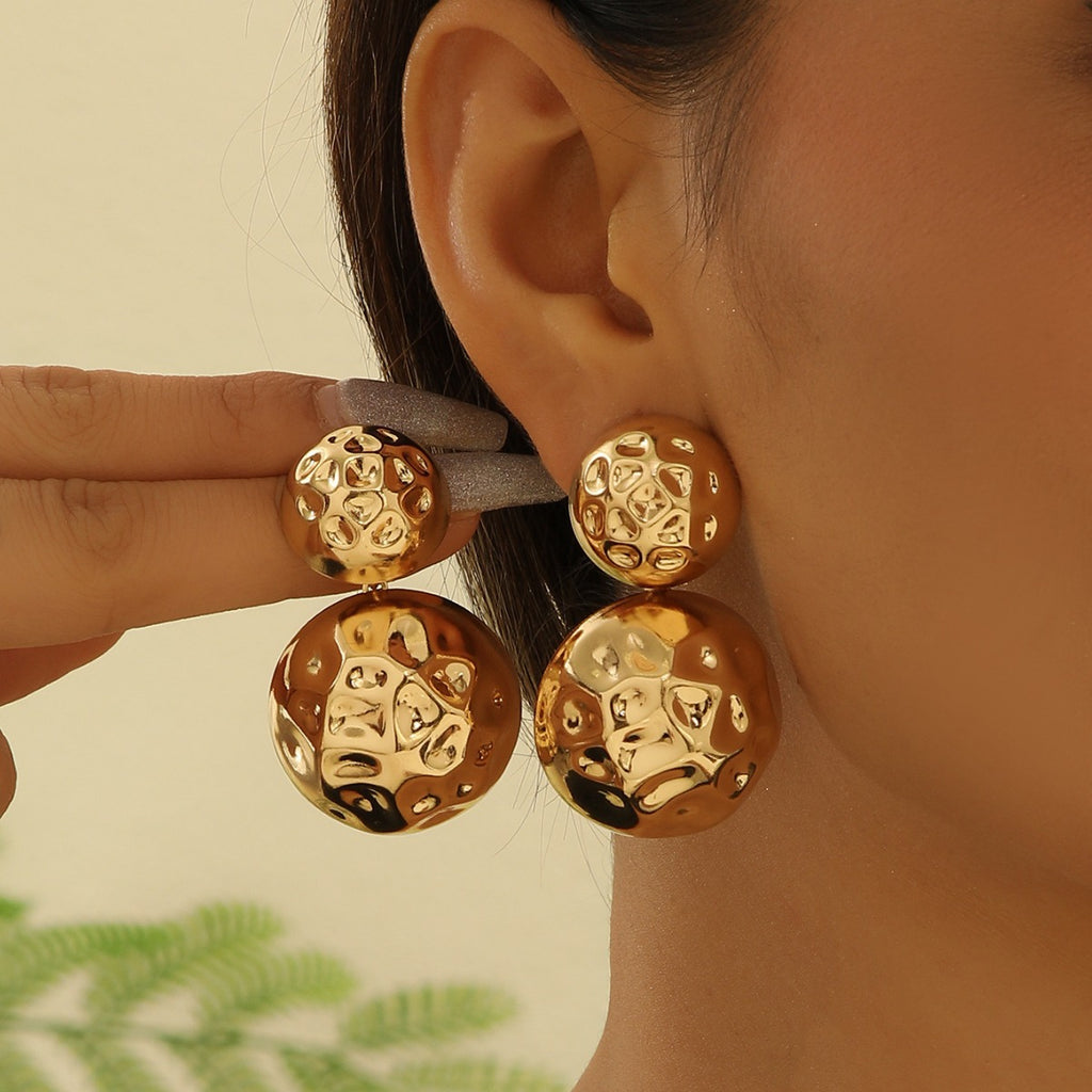 Hammered Beaten Finish 18K Gold Plated Dangler Earring Earrings Bulk