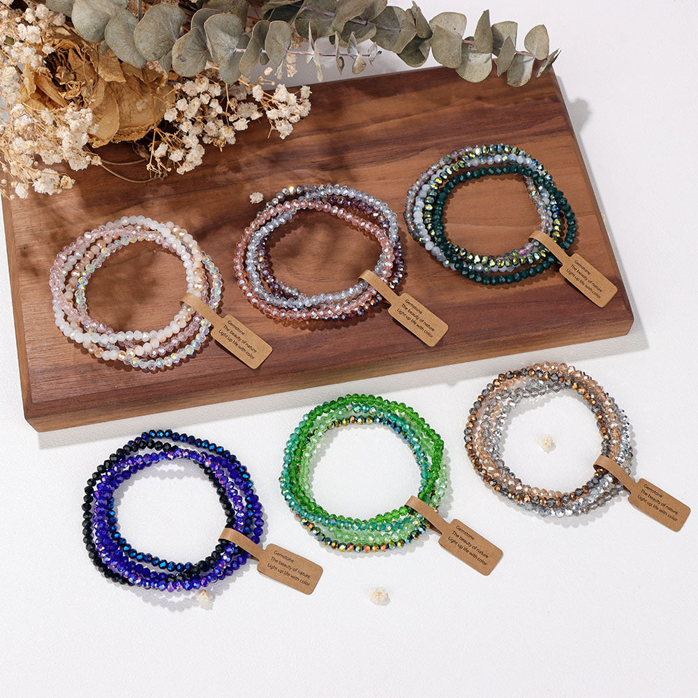 Triple Layer Multicolor Beads Adjustable Layer Stackable Bracelet Bulk