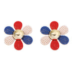 Rainbow Pearl Multi Rhinestone 18K Gold Stud Anti Tarnish Earring Bulk