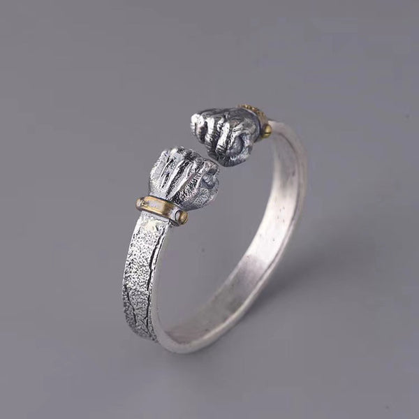 Dual Punch Silver Cuff Kada Adjustable Bracelet For Men Bulk Main image