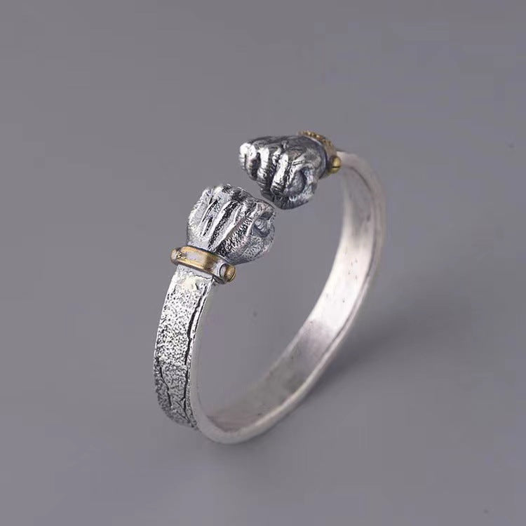Dual Punch Silver Cuff Kada Adjustable Bracelet For Men Bulk