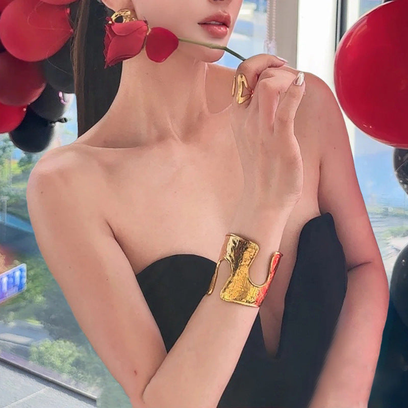 Bulk Textured Cut-Out Statement Gold Plated Plain Alloy Cuff & Kada Secondary image