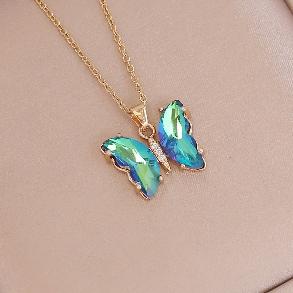 Butterfly 18K Gold CZ Anti Tarnish Necklace Pendant Chain Bulk