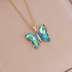 Butterfly 18K Gold CZ Anti Tarnish Necklace Pendant Chain Bulk