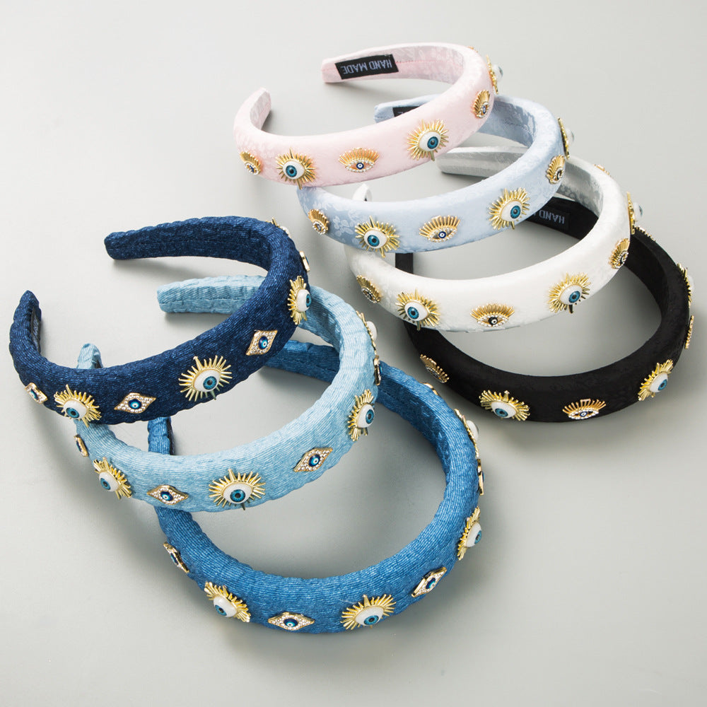 Evil Eye 18K Gold CZ Headband Hair Band Accessories Kids Bulk