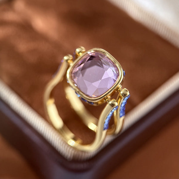 Purple Square Cubic Zirconia Copper Size Ring For Women Main image