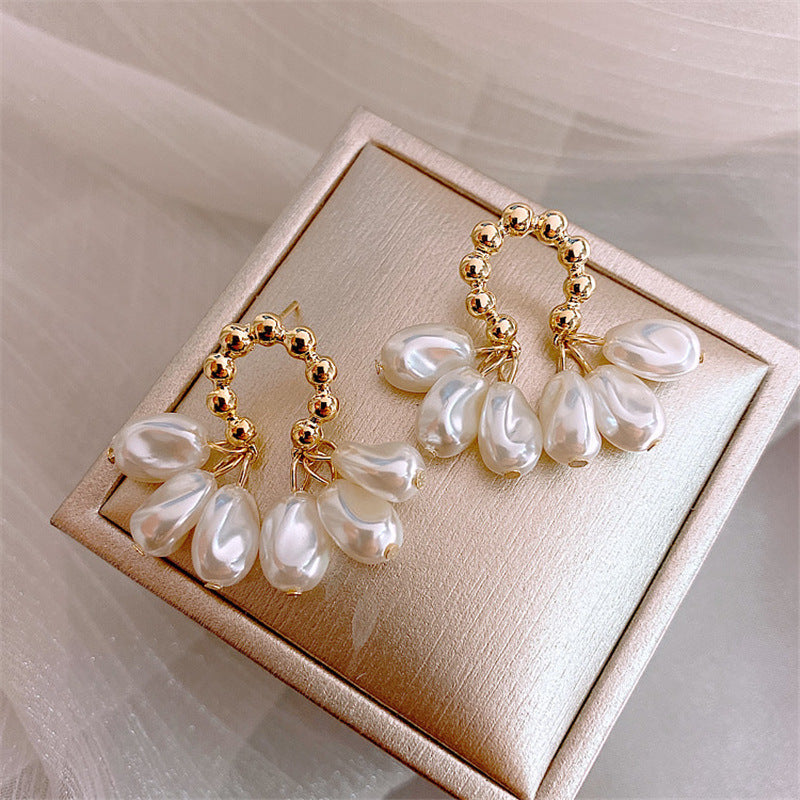 White Pearl 18K Gold Plated Dangler Drop Earring For Women Bulk Secondary image