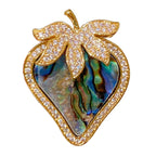 Multi Color Designer Strawberry Gold Abalone Shell Copper Brooch Bulk
