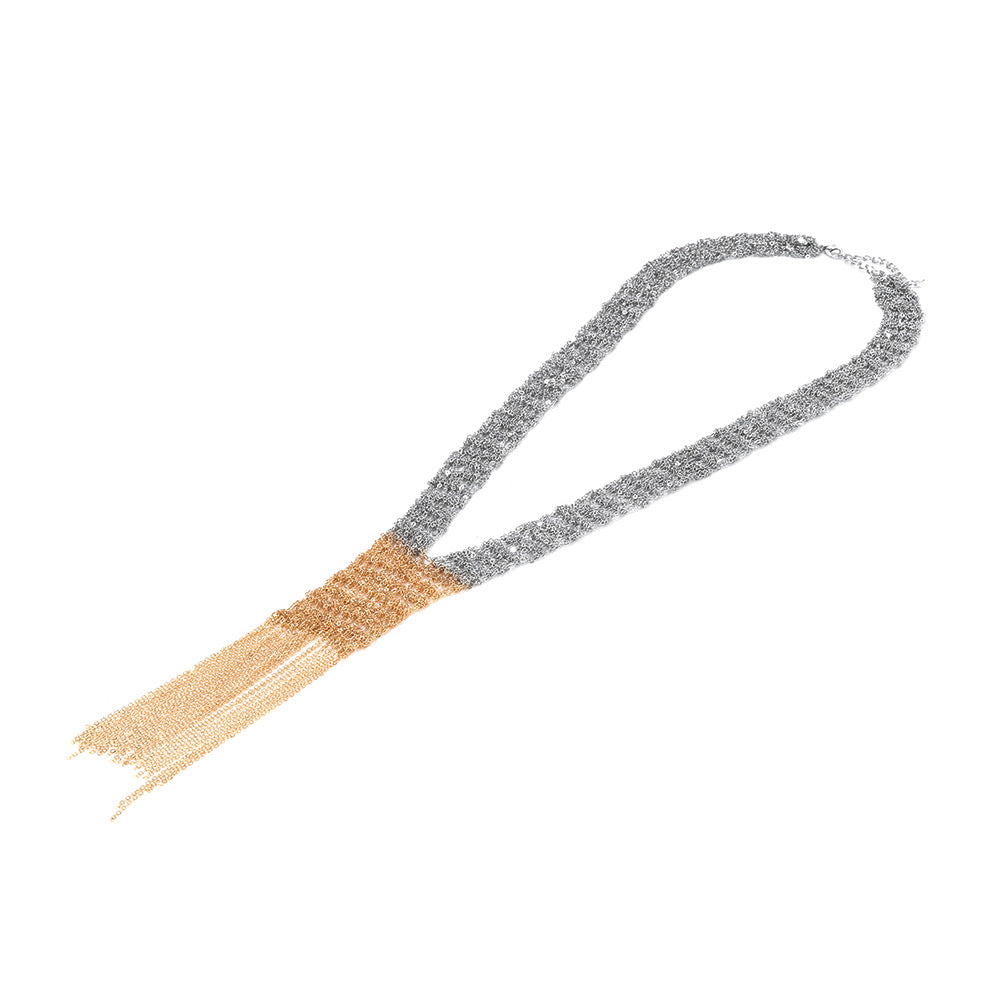 Luxury Dual Tone Tassel Gold Silver Plated Necklace For Women Bulk