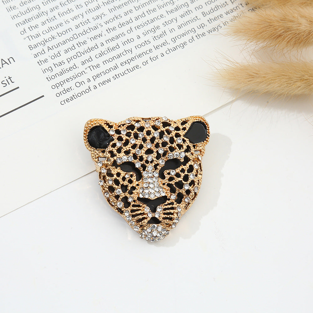 Leopard Face Cubic Zirconia 18K Gold Silver Brooch For Women Bulk Main image