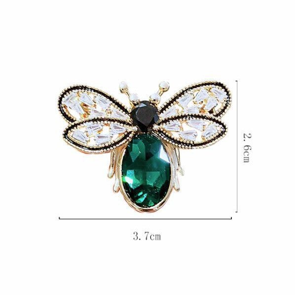 Green Yellow Bee Gold Plated Crystal Brooch For Women Bulk