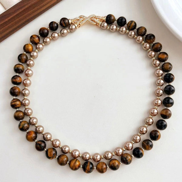 Dual Layer Pearl Infinity 18K Gold Anti Tarnish Necklace Women Bulk Main image