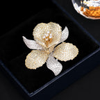 Floral Flower Silver Blue Gold Pink CZ Anti Tarnish Brooch Bulk