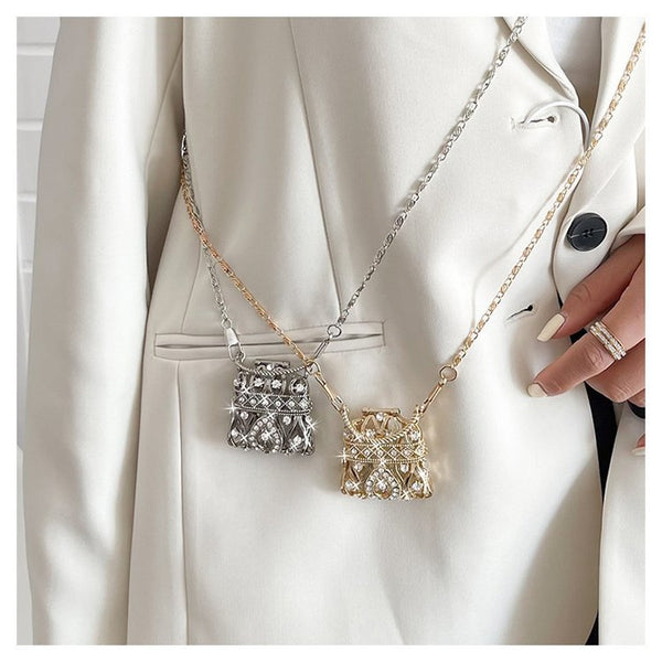 Cubic Zirconia 18K Gold Silver Banquet Shoulder Chain Small Bag Bulk Secondary image