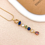 Designer Rainbow Crystal Gold Silver CZ Stainless Steel Necklace Bulk