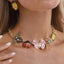 Multi Color Trendy Insect Charm Gold Enamel Necklace Earring Set Bulk