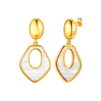 White Pentagon Gold Mother of Pearl Stainless Steel Hoop Earrings Bulk