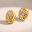 Oval 18K Gold Stainless Steel Cubic Zirconia Stud Earring Women Bulk