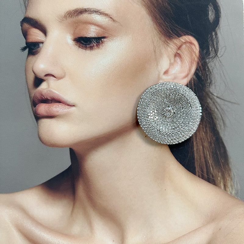 Round Silver White Cubic Zirconia Stud Earring For Women Bulk