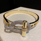 Two Tone Lock Gold Silver CZ Anti Tarnish Openable Kada Bracelet Bulk