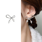 Bow Heart 18K Gold Silver CZ Anti Tarnish Stud Earring Bulk