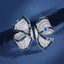 Blue Baguette Ribbon Bow Silver Plated CZ Copper Brooch Wholesale