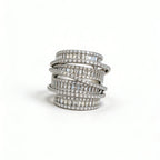 Multi Layer Baguette Silver CZ Copper Adjustable Cocktail Ring Bulk