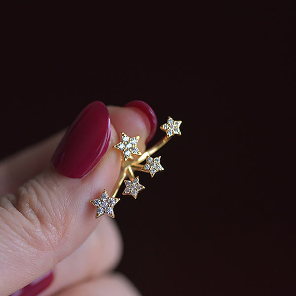 Celestial Constellation Star Gold Silver CZ Copper Stud Earrings Bulk Secondary image