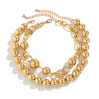 Glossy Beads Ball 18K Gold Anti Tarnish Dual Layer Necklace Women Bulk