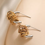Gold Silver Modern Knot Anti Tarnish Copper Drop Earrings For Women Bulk