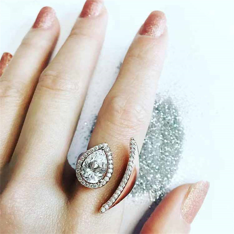 Wholesale Teardrop Wrap Style Silver CZ Copper Adjustable Fancy Ring