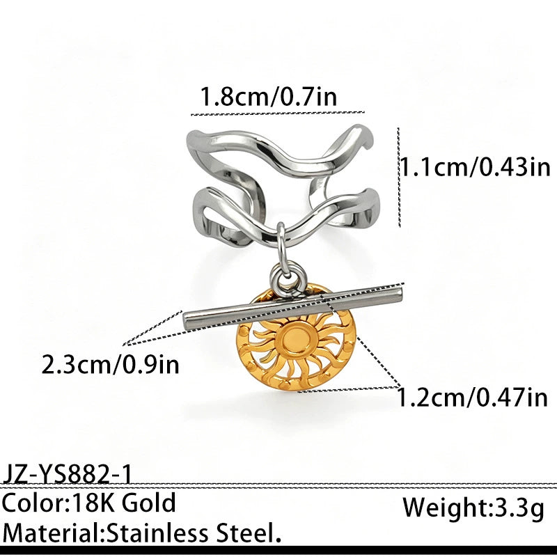 Multi Charms Gold Silver Stainless Steel Adjustable Fancy Ring Bulk