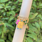 Multi Color Stackable Charms Gold Enamel Copper Cocktail Ring Wholesale