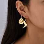Trendy Western Boot & Hat Design Gold Plated Hoop Earrings Wholesale