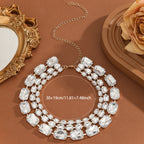 Cushion Cut Solitaire Layer Silver Gold Anti Tarnish Choker Necklace For Women