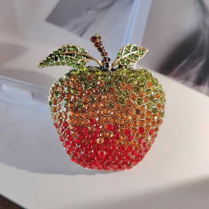 Red Green Apply Gold Plated Rhinestone Brooch For Women Bulk