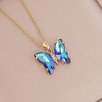 Butterfly 18K Gold CZ Anti Tarnish Necklace Pendant Chain Bulk